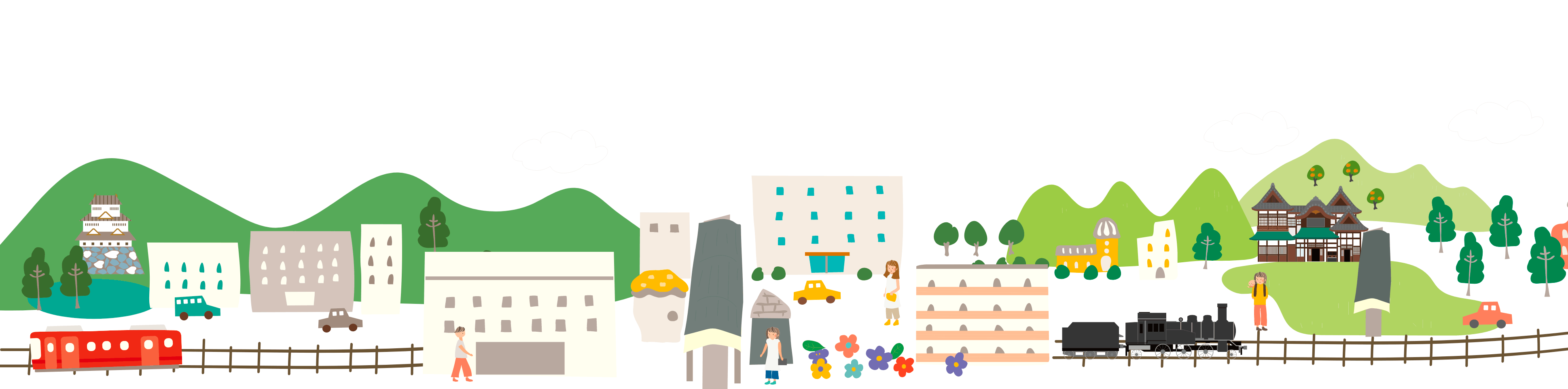 松山の街並みのイラスト